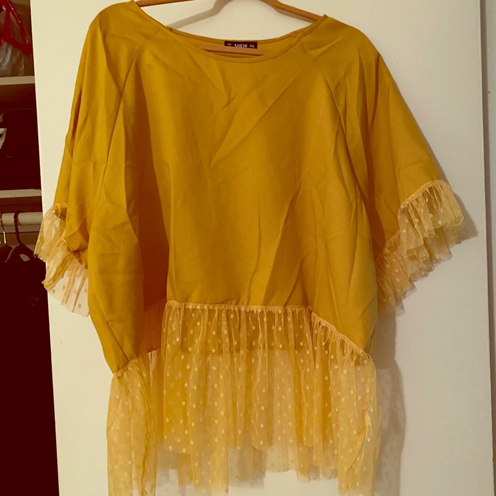 SHEIN Yellow Peplum Top